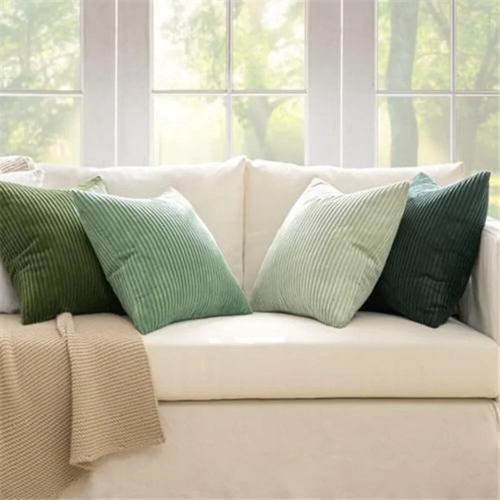 Farmhouse Sage Green Throw Pillow Covers 18x18 Inch Set of 4 NO INSERT